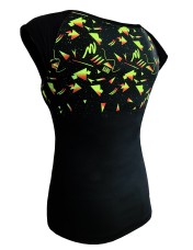 Футболка женская "Neon Green Geometry +Red"