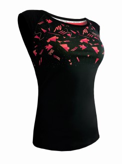Футболка женская "Neon Pink Geometry + Red"